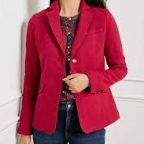 TALBOTS Petites Classic RED 2 Button WOOL Blazer SIZE 12p LIKE NEW Condition! - Picture 2 of 9